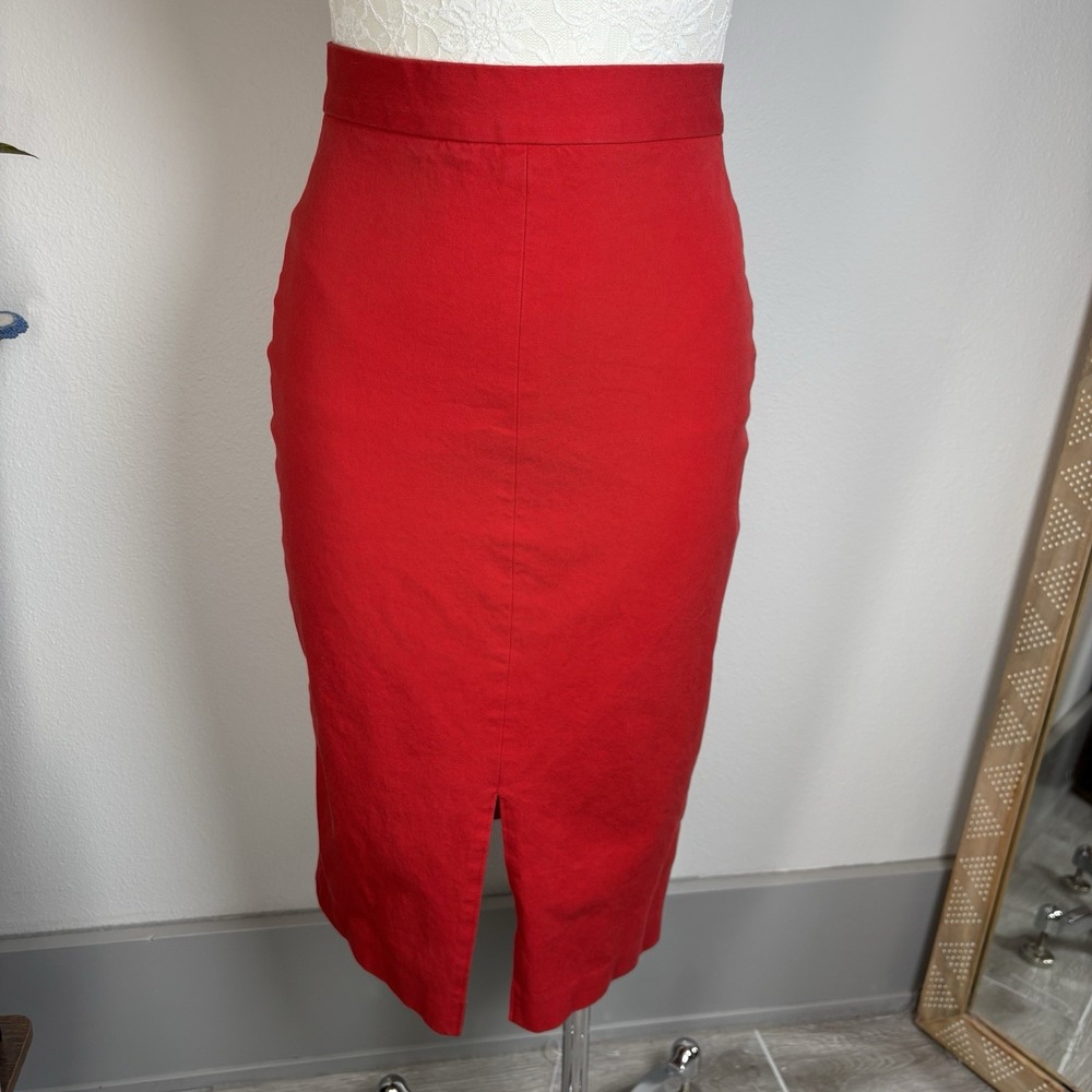 Banana Republic Womens 2 Red Pencil Skirt Office Chic Cotton Blend